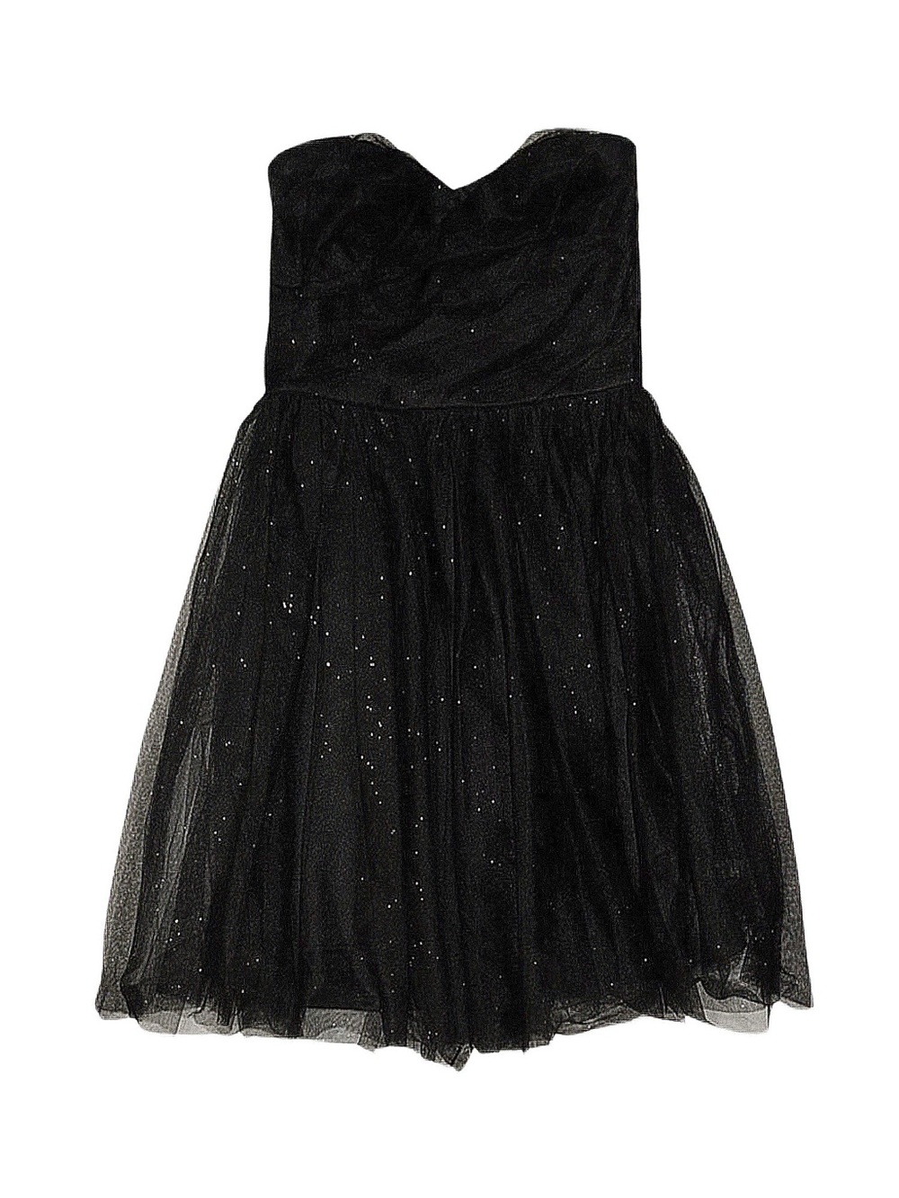 LULUS Women's Black Tulle Sparkly Strapless Dress